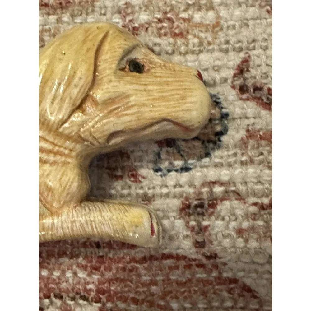 Hand Carved Dog Handle, Walking Stick 34 Inch Twist Shaft + Folk Art Cane Money